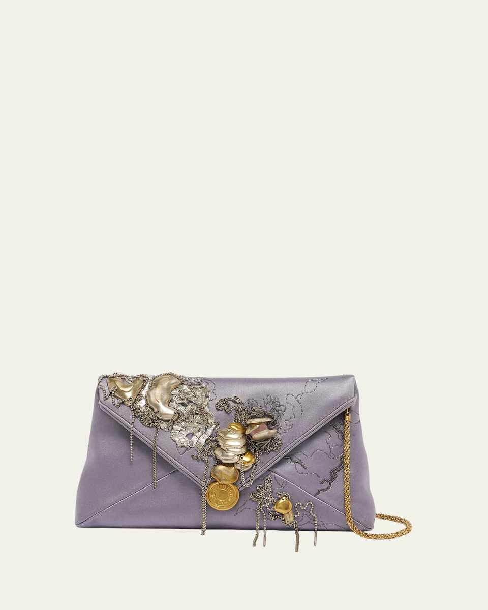 Envelope Flap Embellished Clutch Bag